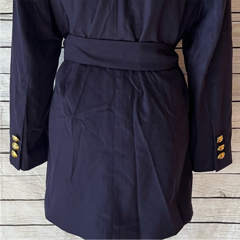 Escada Navy Wool & Cashmere Double Breasted Belted Blazer Size 8 - Picture 7 of 12